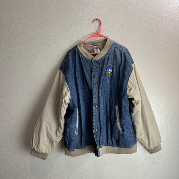 Donald Duck Aw Gee Vintage Disneyland Denim Varisty Jacket Size XL - Picture 3 of 11